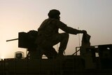 Silhouette of a British soldier in Afghanistan.