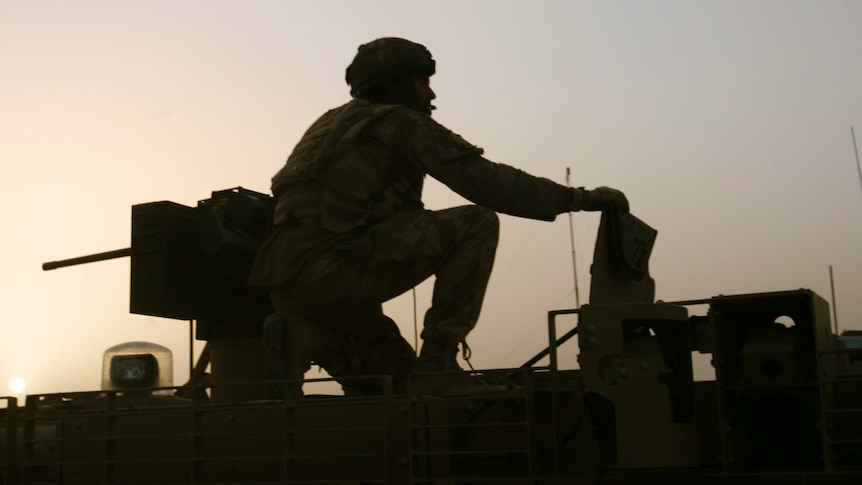 Silhouette of a British soldier in Afghanistan.