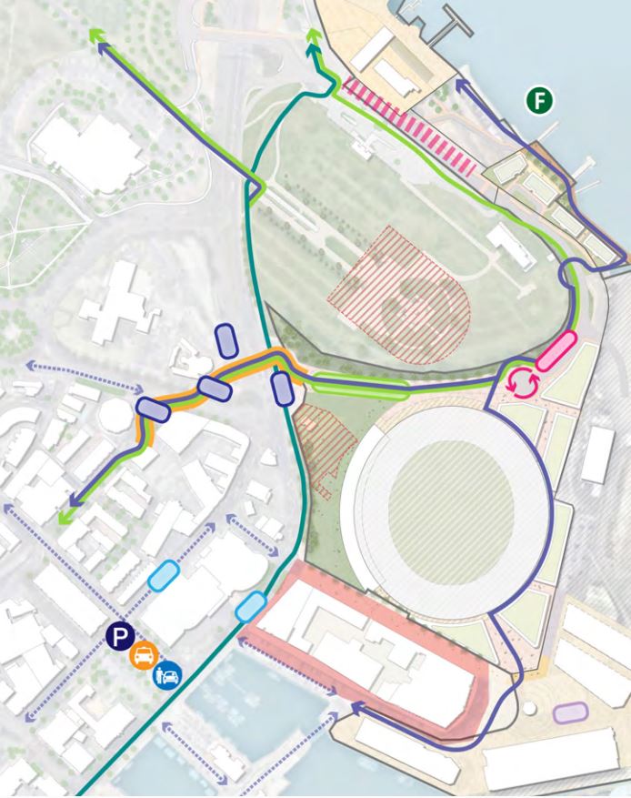 A concept design for different transportation modes at the Macquarie Point precinct.