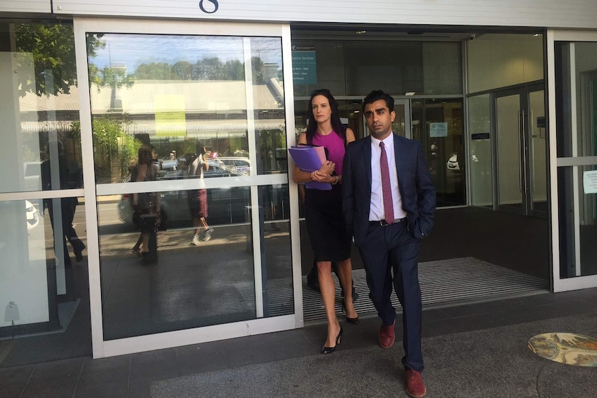Saran Bajaj leaves the Fremantle Magistrates Court after pleading guilty to drink-driving. February 17, 2016.