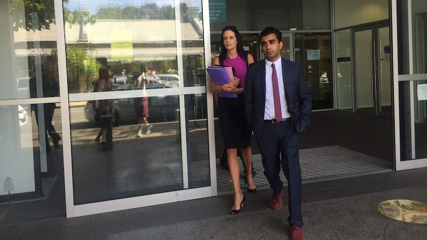 Saran Bajaj leaves the Fremantle Magistrates Court after pleading guilty to drink-driving. February 17, 2016.
