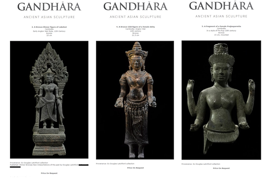 Three ancient Cambodian antiquities. 