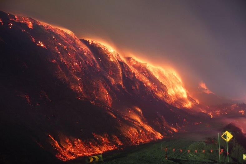 Night shot of burning coal at Hazelwood coal mine.