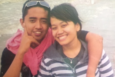 Ani Fitriani pictured with her husband.