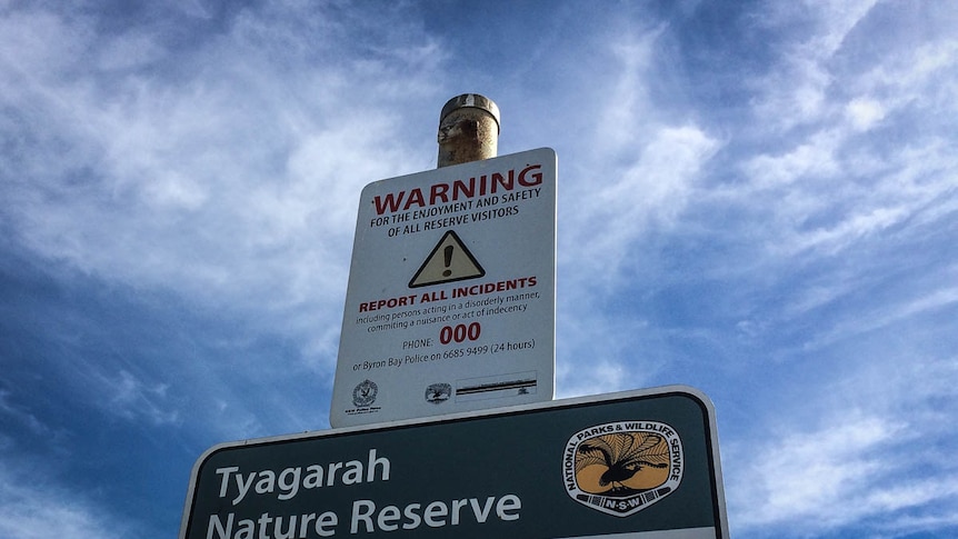 Warning sign at Tyagarah Nature Reserve