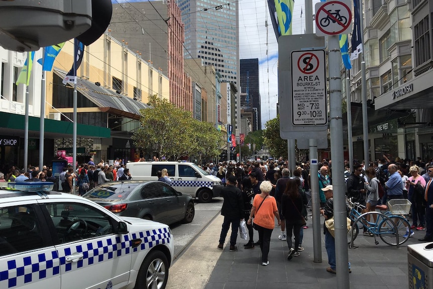 Bourke Street is closed after a car runs into pedestrians