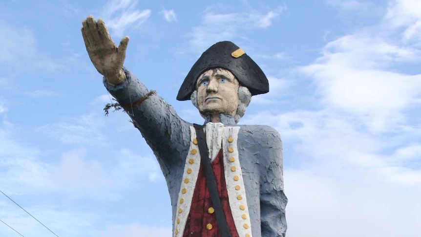 A large statue of Captain Cook in Cairns.