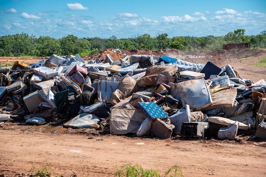A pile of mattresses at the Katherine Waste Facility