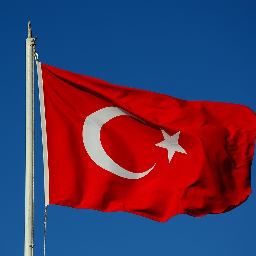 Turkish flag, blue sky background