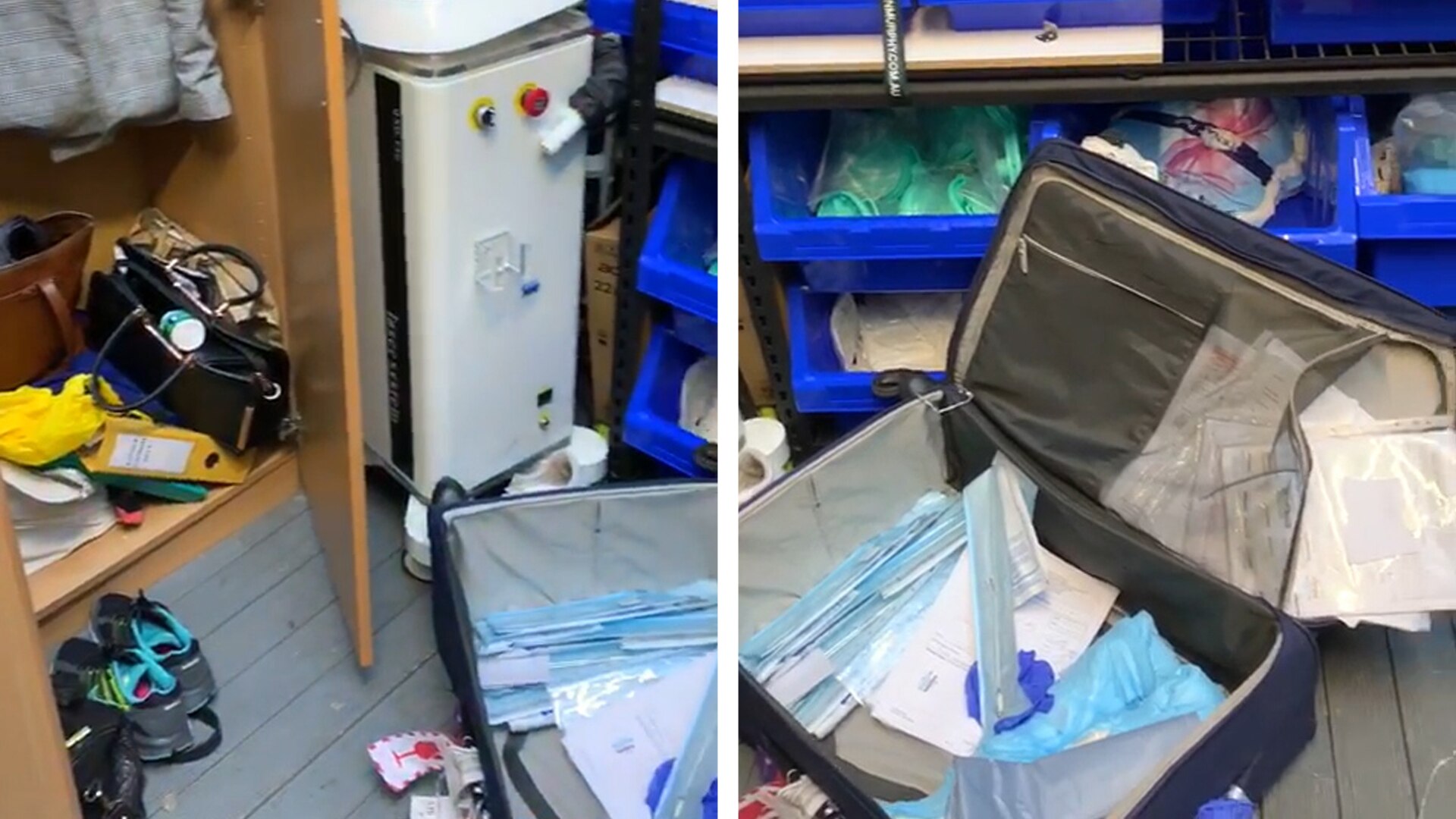 Storeroom inside Dr Lanzer clinic in Sydney shows medical equipment