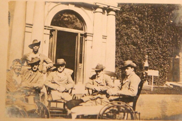 Convalescing troops at WWI military hospital, Weymouth, England