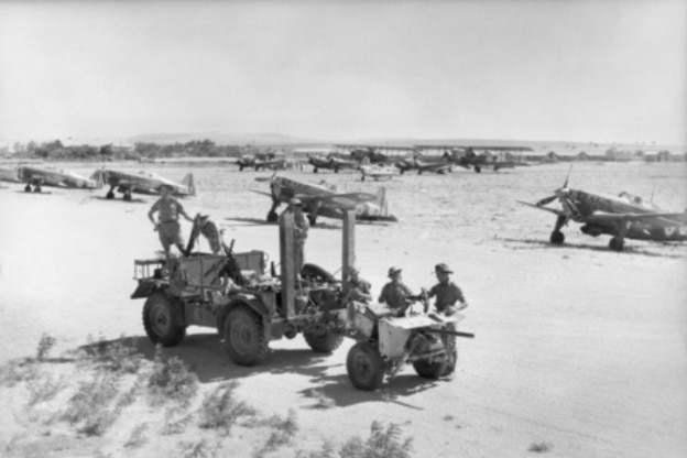 Australian soldiers at Aleppo airfield, 1941