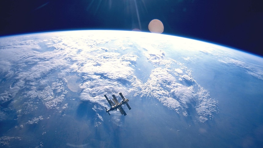 Mir Space Station with Earth in the background