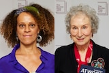 A composite photo with close-ups of Bernardine Evaristo (left) and Margaret Atwood (right)