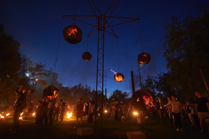 A 'Fire Garden', part of the London's Burning festival of events