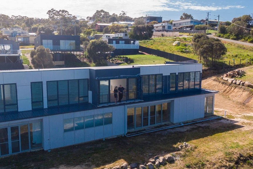 An aerial of a residential house.