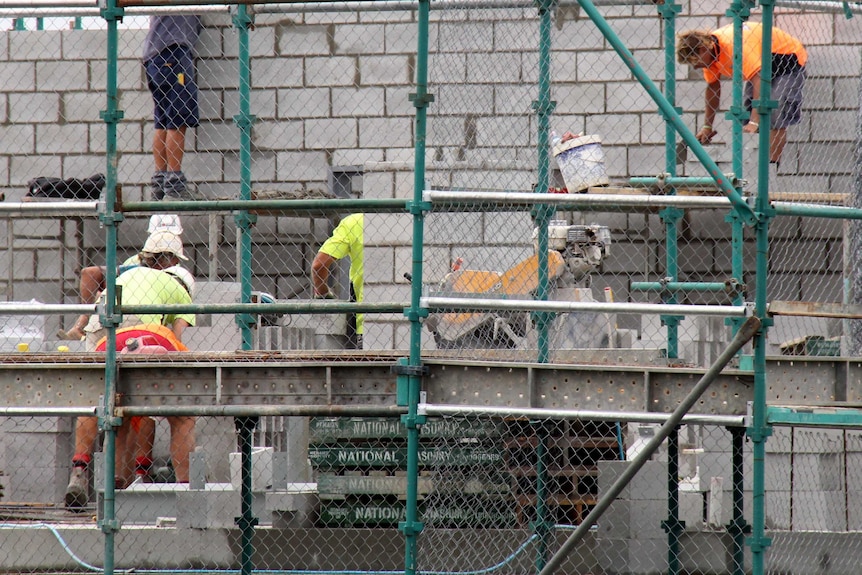 Workers on a building site.