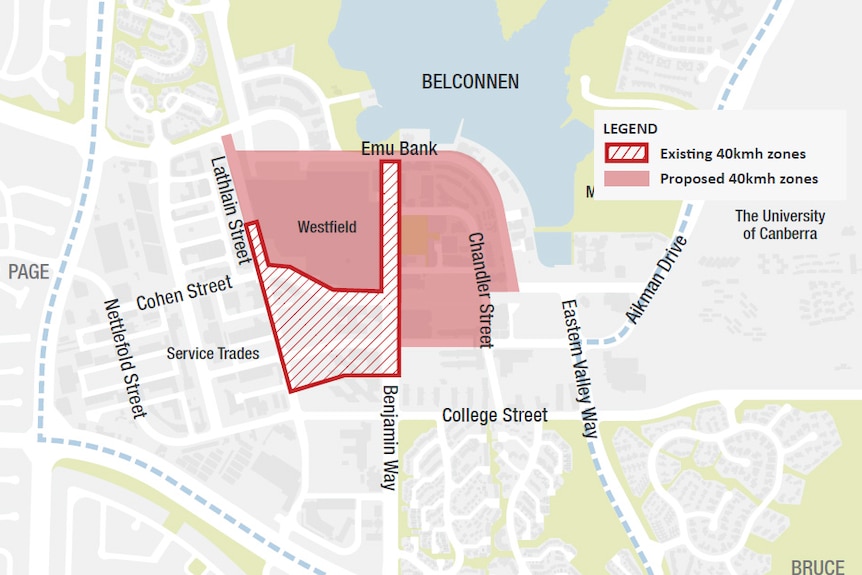 Proposed 40 kilometre per hour zone for Belconnen