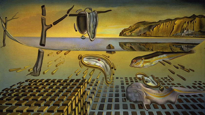Dali painting, features clocks melting