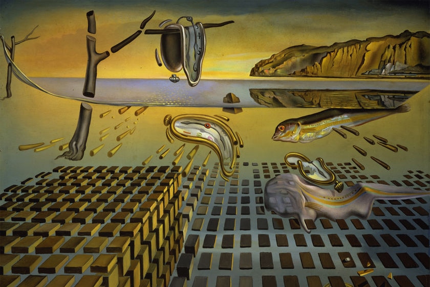 Dali painting, features clocks melting
