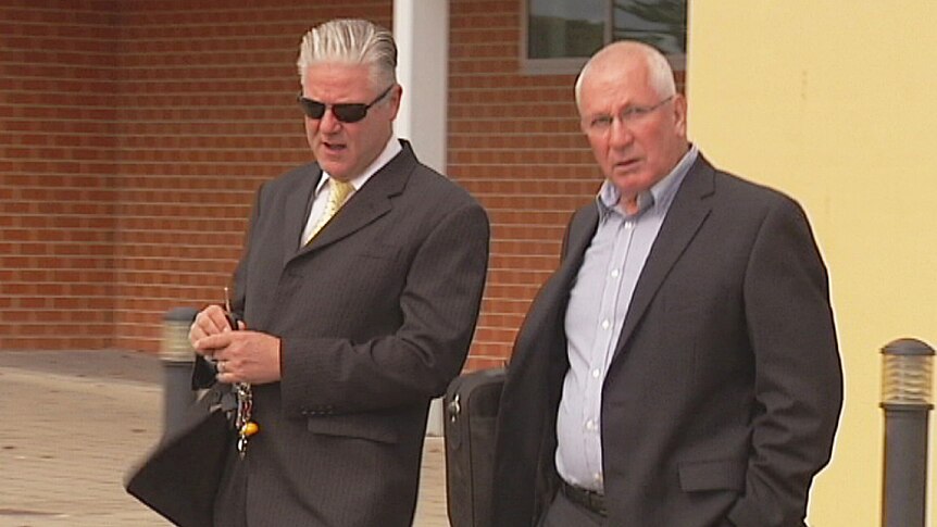 Richard Purvis and Trevor Jaggard outside court April 8 2015