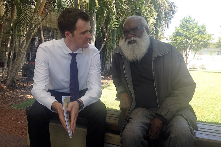 Lawyer Jonathon Hunyor speaks with Kumanjayi Langdon's cultural brother Rex Granites.