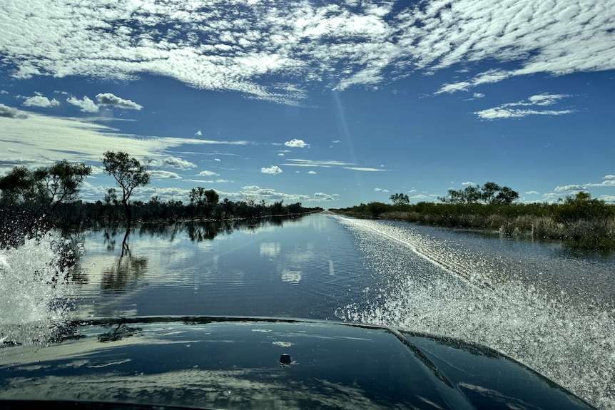 Water over Barkly Highway in the Northern Territory.