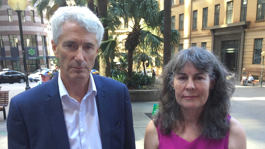 Anthony and Chrissie Foster outside the Royal Commission into Institutional Responses to Child Sexual Abuse in 2017.