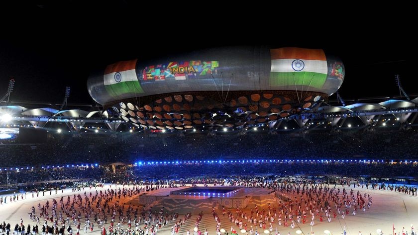 The Indian team are greeted by a huge cheer