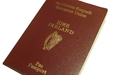 A picture of a Irish passport.