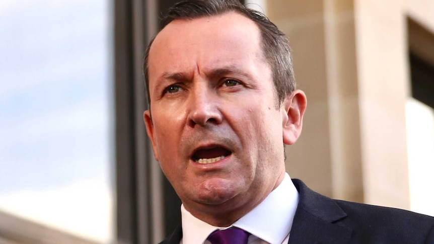 WA Premier Mark McGowan speaks at a media conference outside WA Parliament