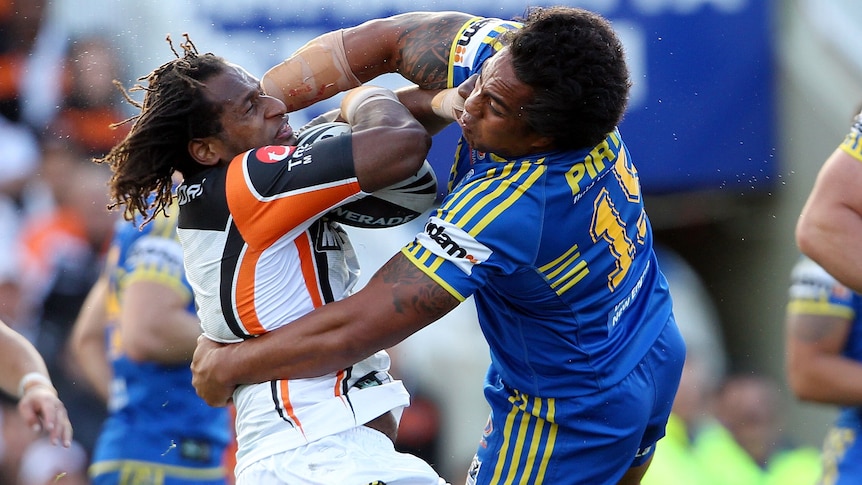 Terrific tussle ... just one point separated the Tigers and Eels