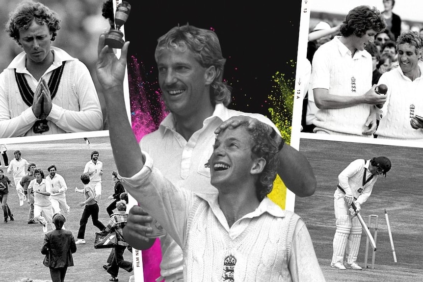 A collage of images from the 1981 men's Ashes Test at Headingley.