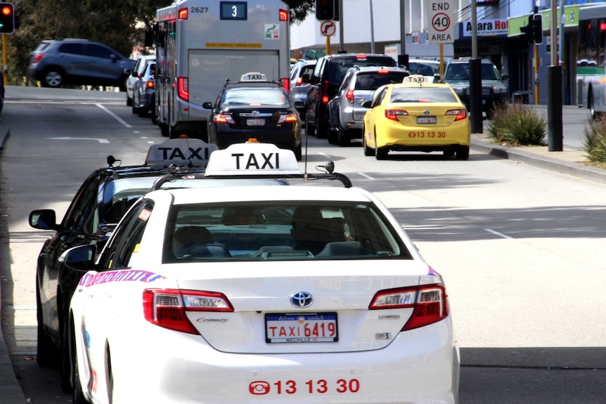 rear view of taxis on Perth street.