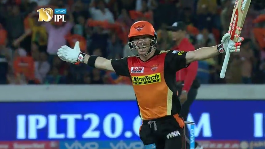 David Warner celebrates IPL ton