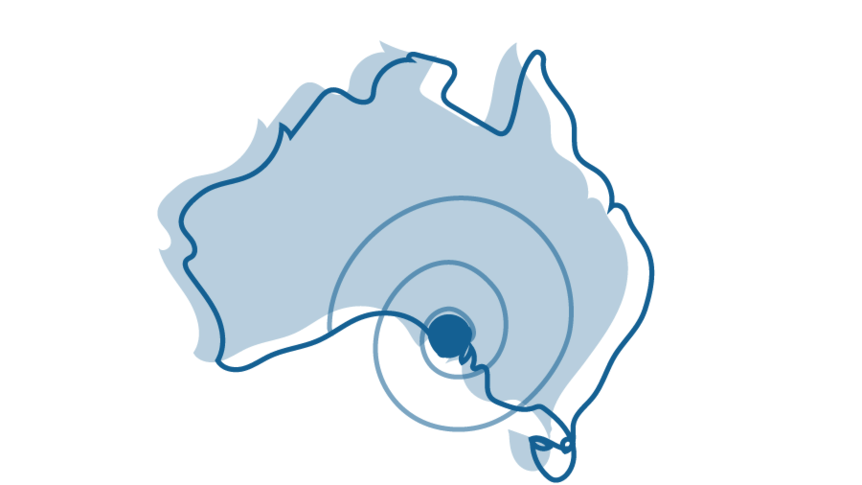 An illustration of a map of Australia that shows the area around Adelaide highlighted.