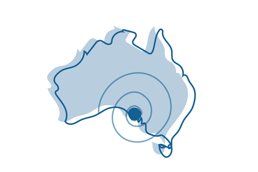 An illustration of a map of Australia that shows the area around Adelaide highlighted.