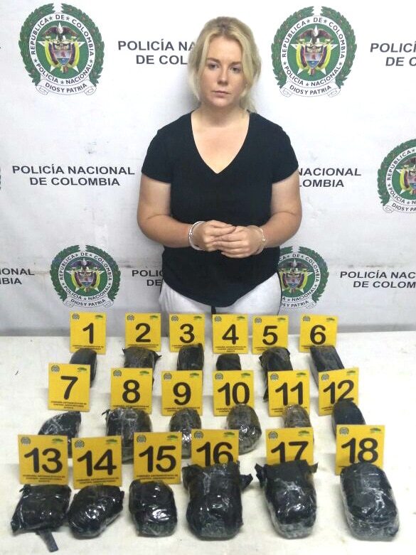 Cassie Sainsbury was arrested at the international airport in Bogota.