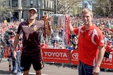 Luke Hodge and Kieren Jack at Grand Final parade