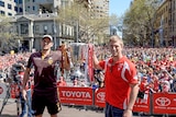 Luke Hodge and Kieren Jack at Grand Final parade