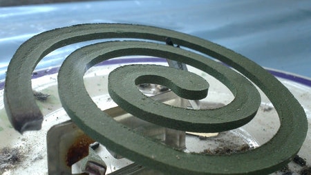 Close view of a mosquito coil.