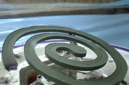 Close view of a green mosquito coil.