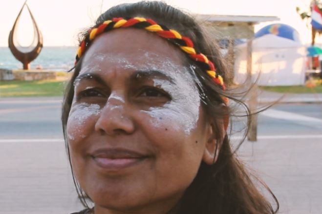 A photo of Janine Oxenham, who performed a song in Malgana language at the Dirk Hartog festival