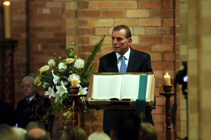Tony Abbott speaks in church