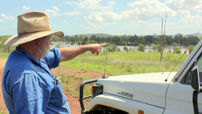 Ken Rutherford says the flood will wipe out much of his green pasture