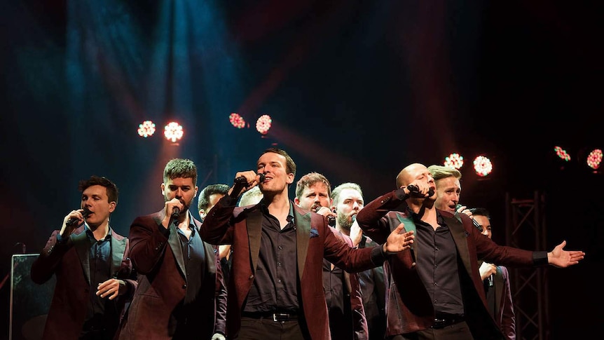 The Ten Tenors performing live.