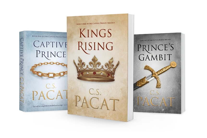 Three book covers of C.S. Pacat's Captive Prince trilogy