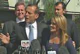 Tony Abbott and Fiona Scott at a media conference on gun laws in Lindsay, in western Sydney, on August 19.