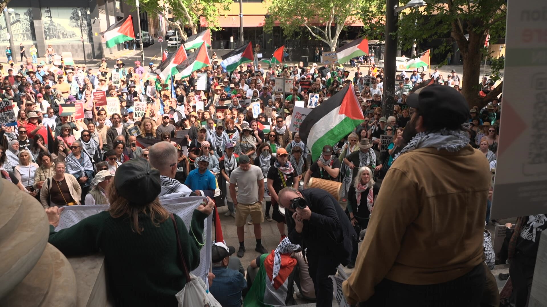 pro-palestine protesters for a rally in adelaide's city centre