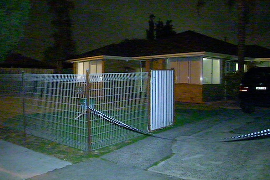 Police tape around a home in Keysborough after a break in.